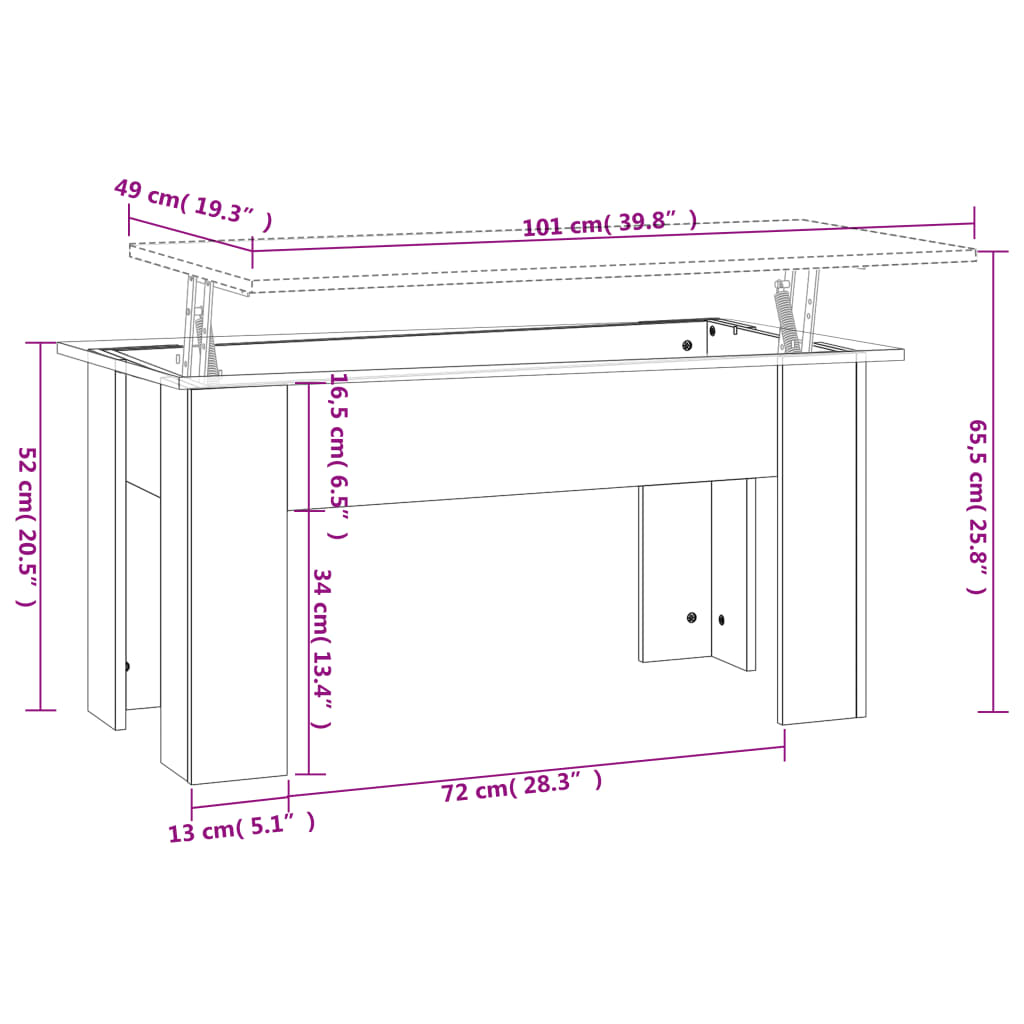 Coffee Table Gray Sonoma 39.8"x19.3"x20.5" Engineered Wood