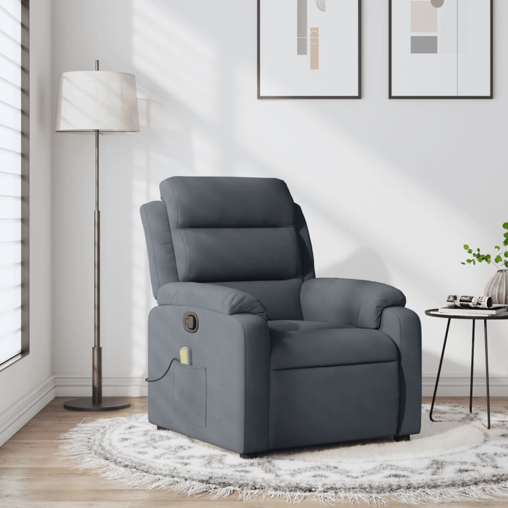 Massage Recliner Chair Light Gray Velvet