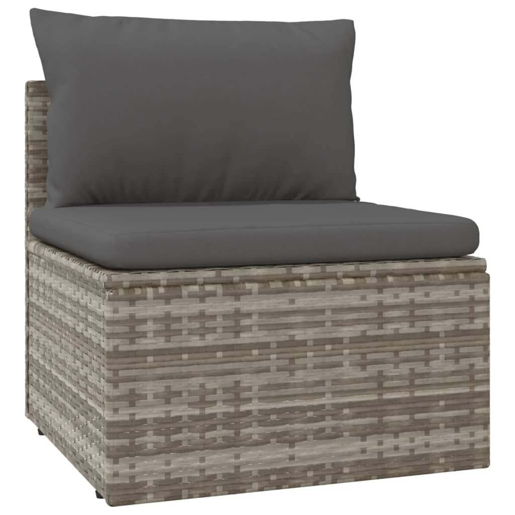 4 Piece Patio Lounge Set with Cushions Gray Poly Rattan