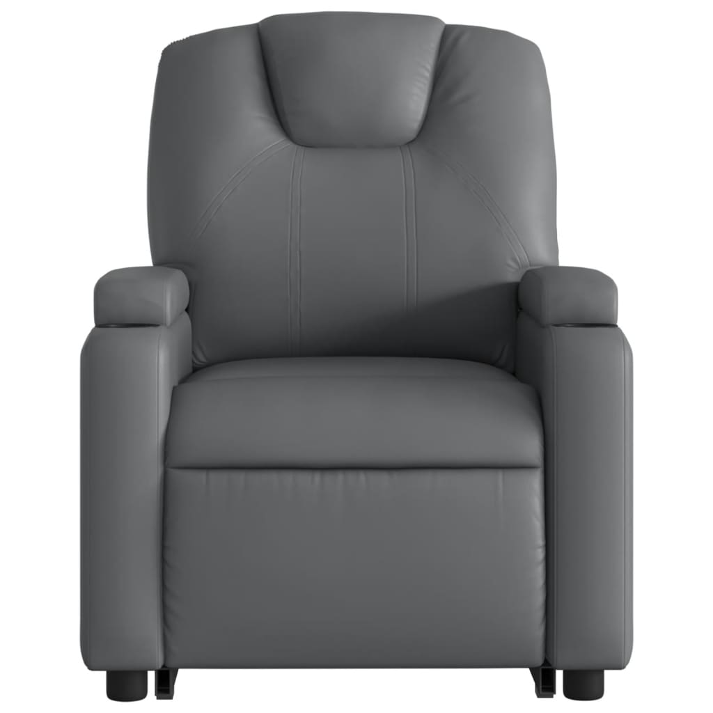 Electric Stand up Recliner Chair Gray Faux Leather