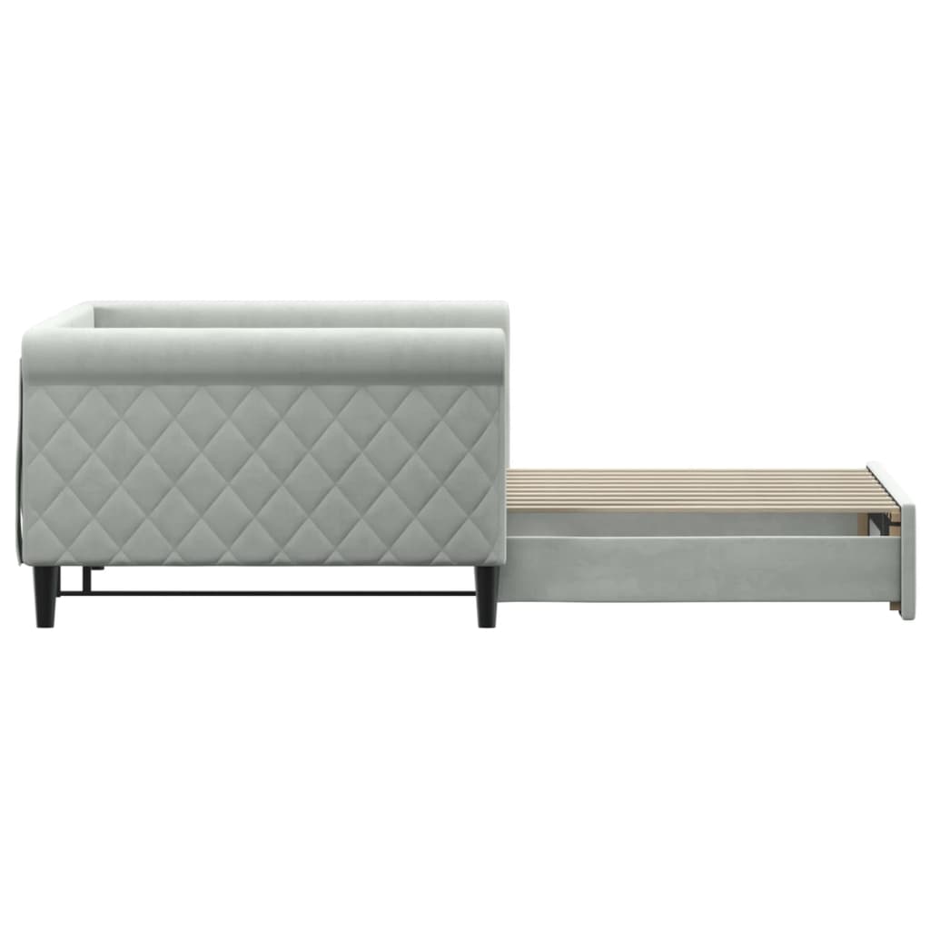 Daybed with Trundle without Mattress Light Gray 39.4"x74.8"