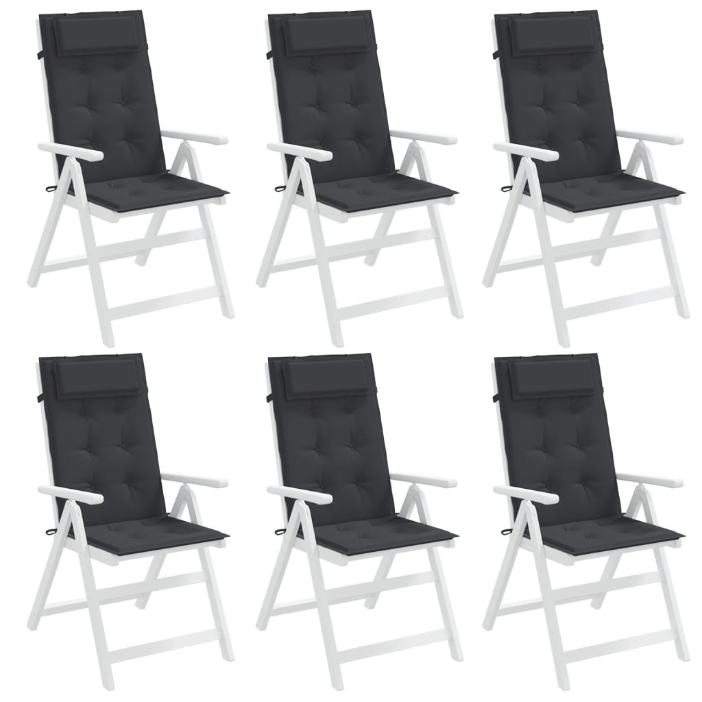 Highback Chair Cushions 6 pcs Black Oxford Fabric