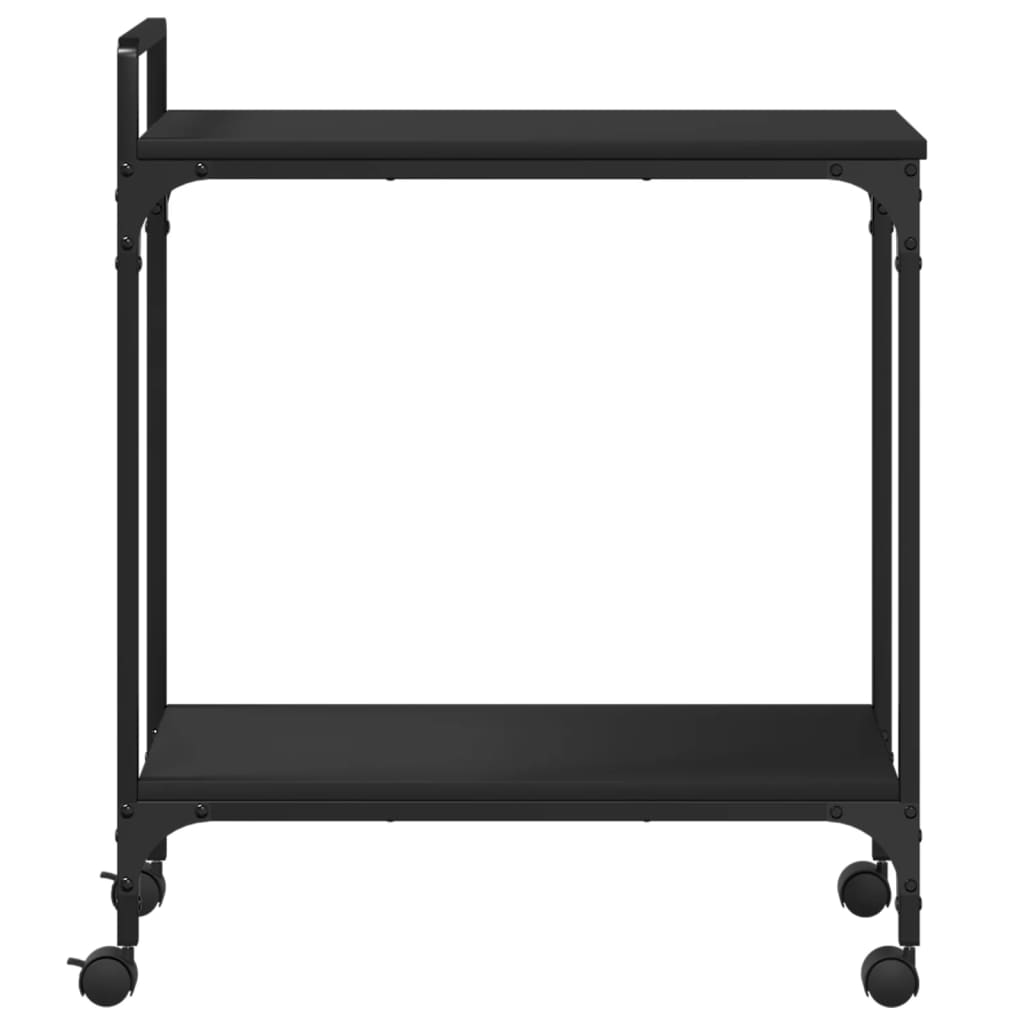 Kitchen Trolley Black 23.8"x12.2"x28.5" Engineered Wood