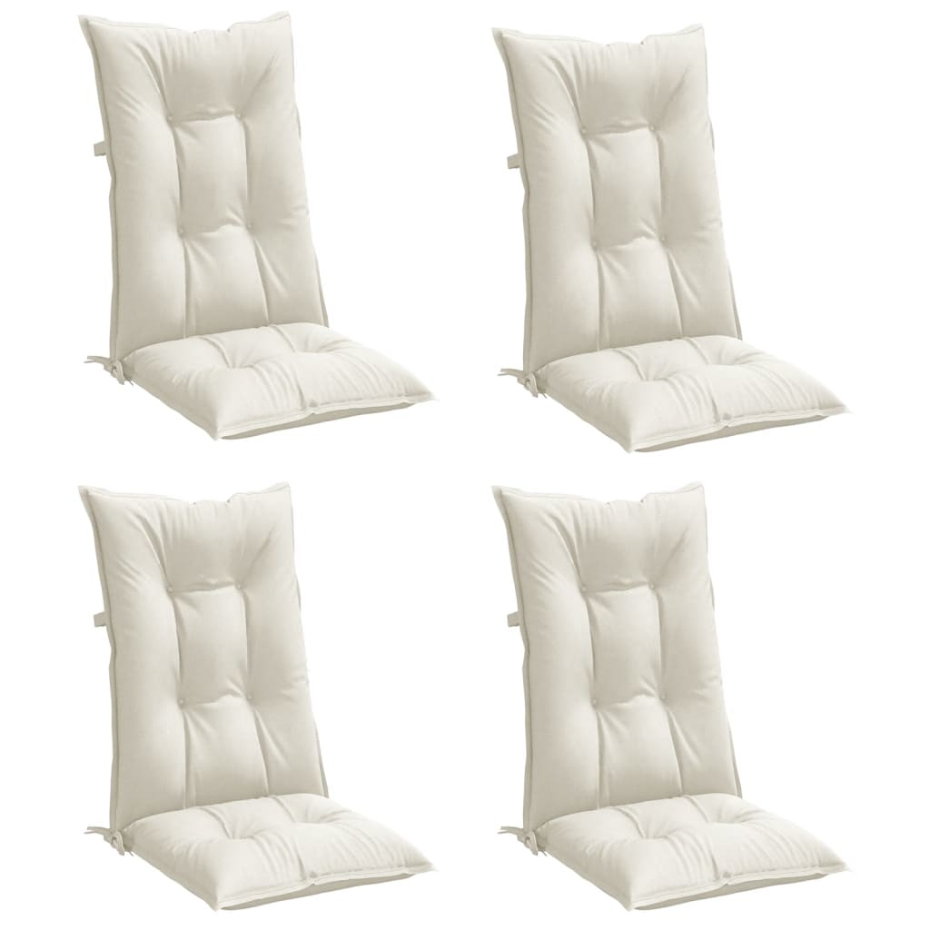 Highback Chair Cushions 4 pcs Melange Cream 47.2"x19.7"x2.8" Fabric