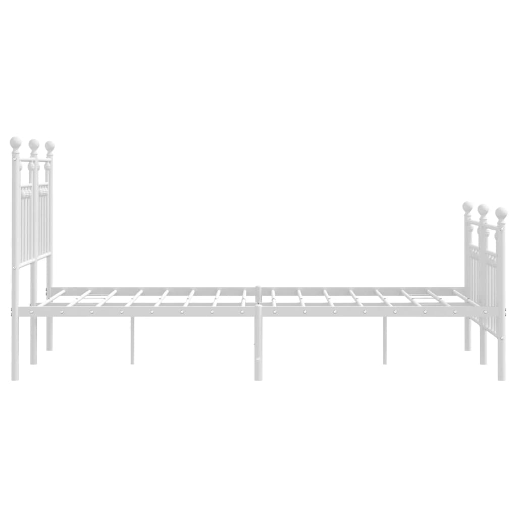 Metal Bed Frame without Mattress with Footboard White 53.1"x74.8"