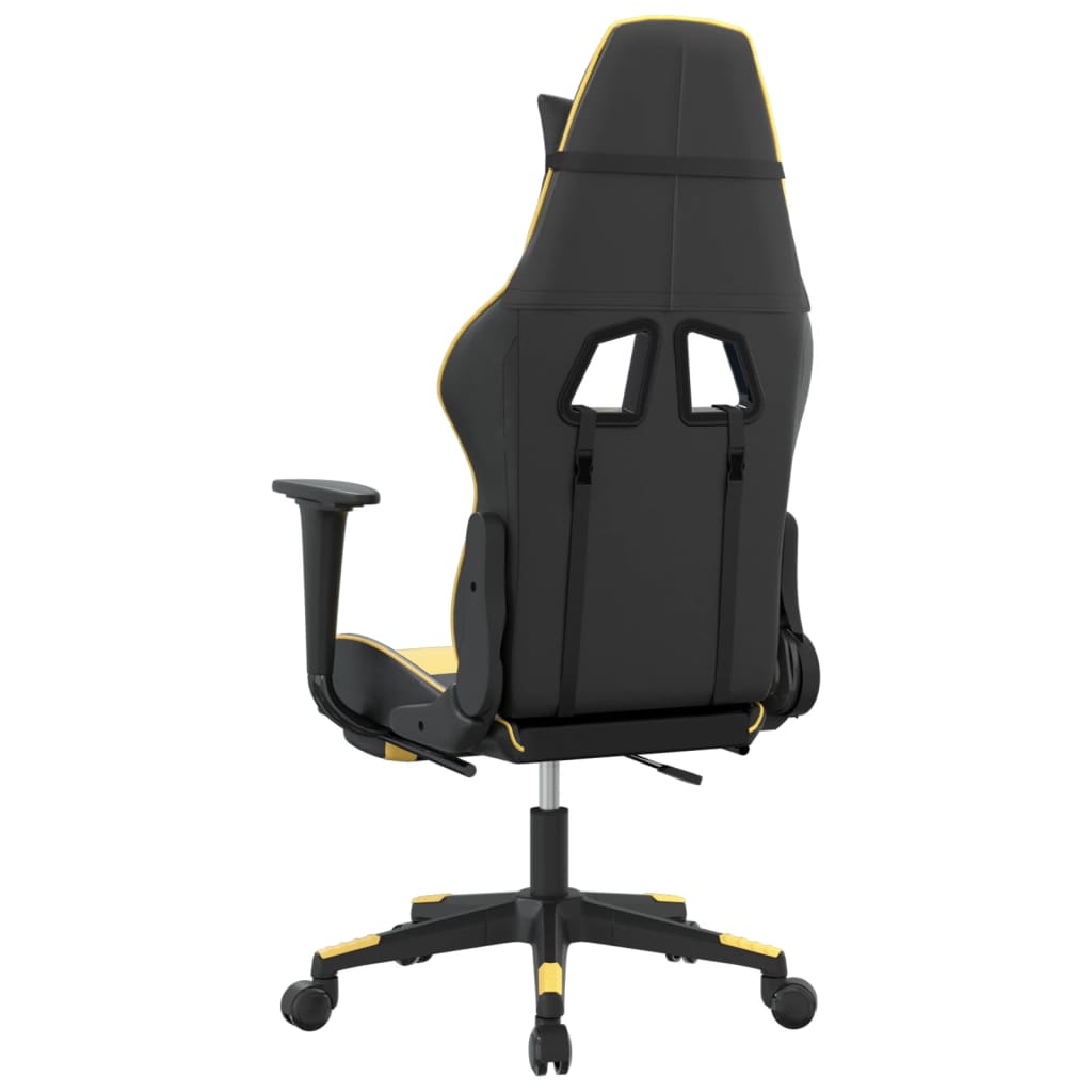 Gaming Chair with Footrest Black and Gold Faux Leather