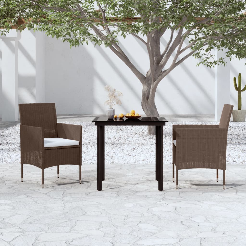 7 Piece Patio Dining Set with Cushions Gray and Black