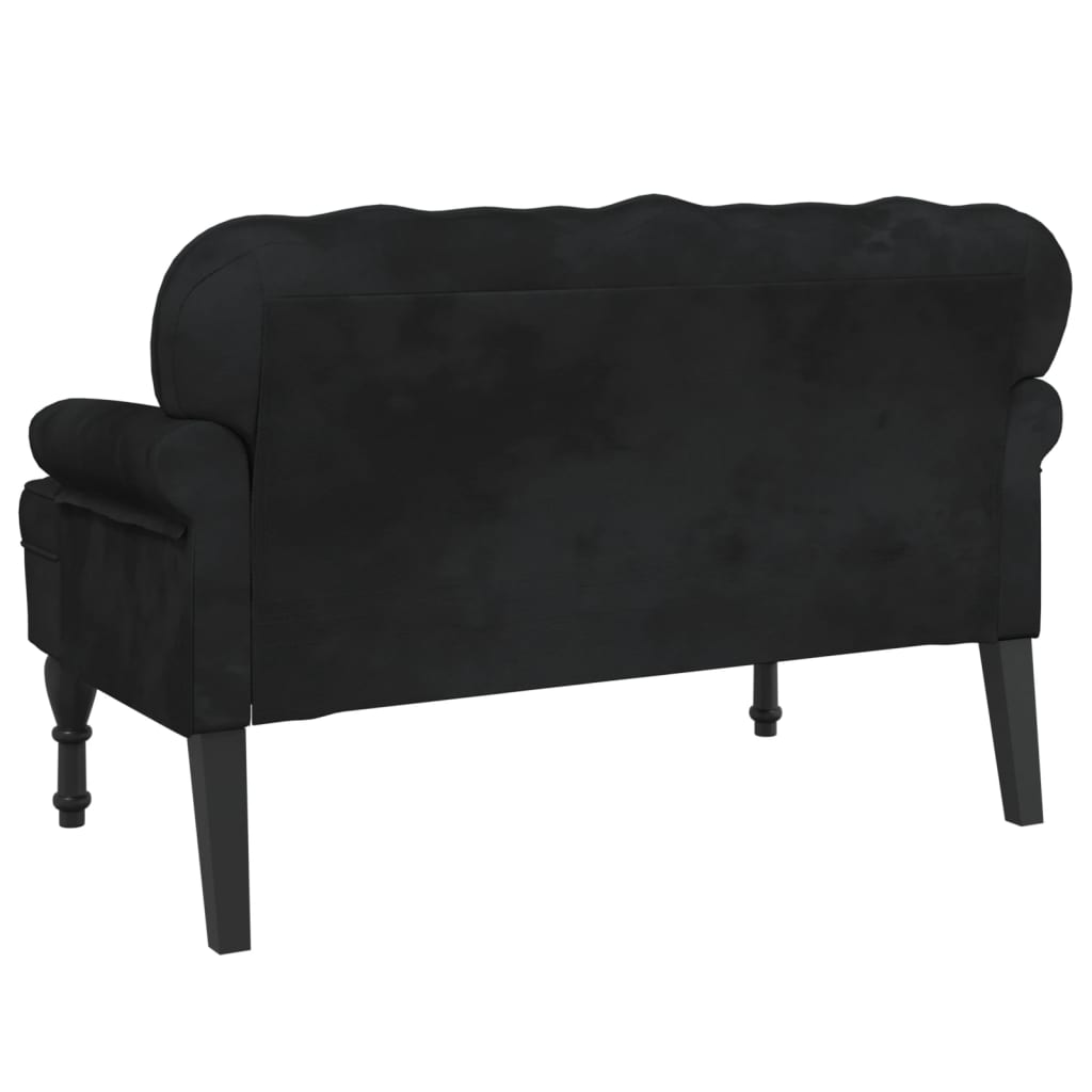 Bench with Backrest Black 47"x25.4"x29.5" Velvet