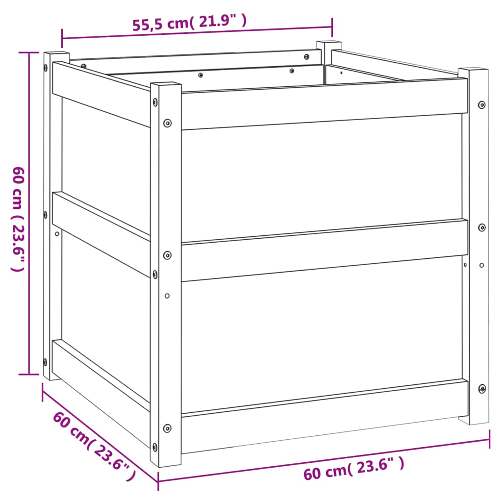 Garden Planter 23.6"x23.6"x23.6" Impregnated Wood Pine