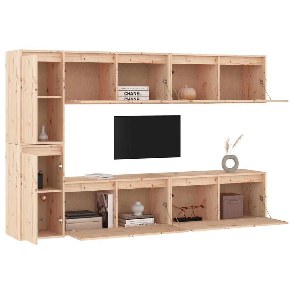 TV Stands 6 Pcs Solid Wood Pine