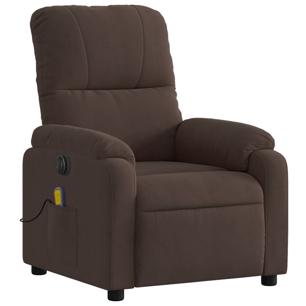 Electric Massage Recliner Chair Brown Microfiber Fabric