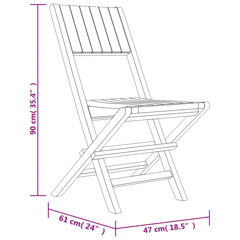 Folding Patio Chairs 2 pcs 18.5"x24"x35.4" Solid Wood Teak