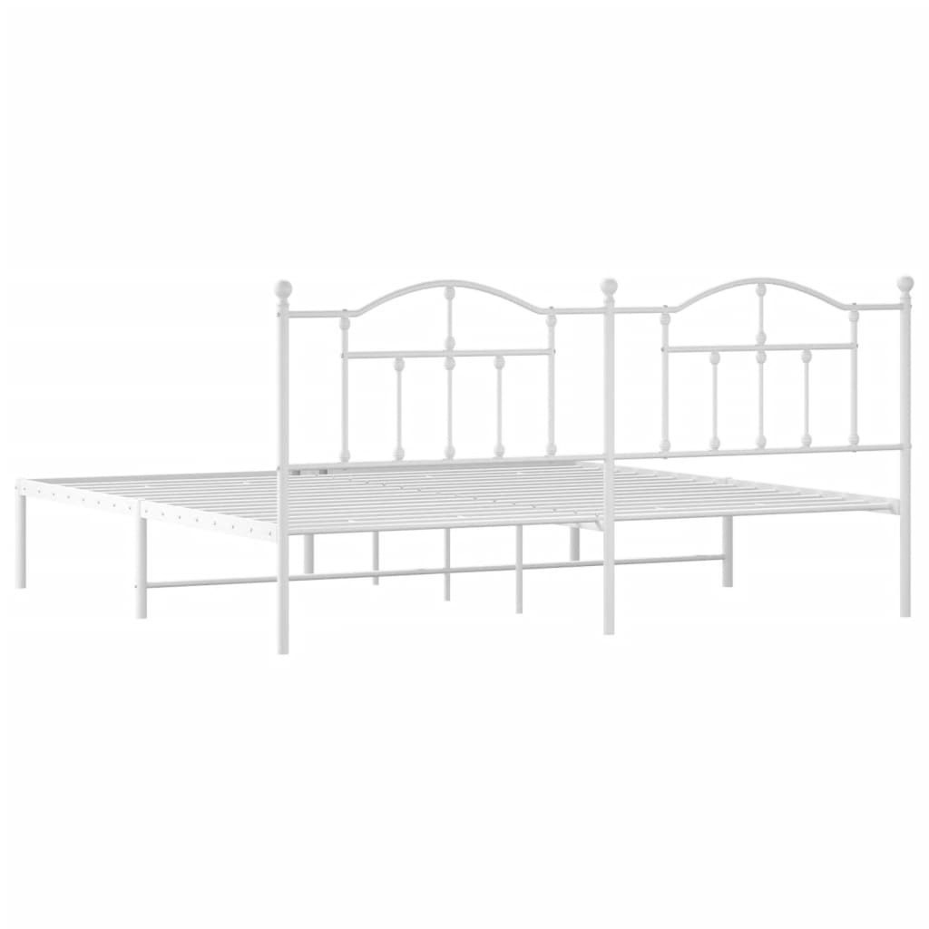 Metal Bed Frame without Mattress with Headboard White 76"x79.9"