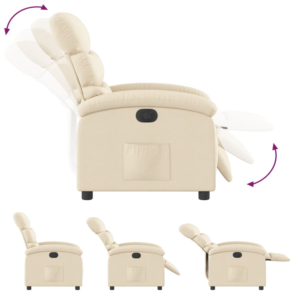 Electric Recliner Chair Cream Fabric