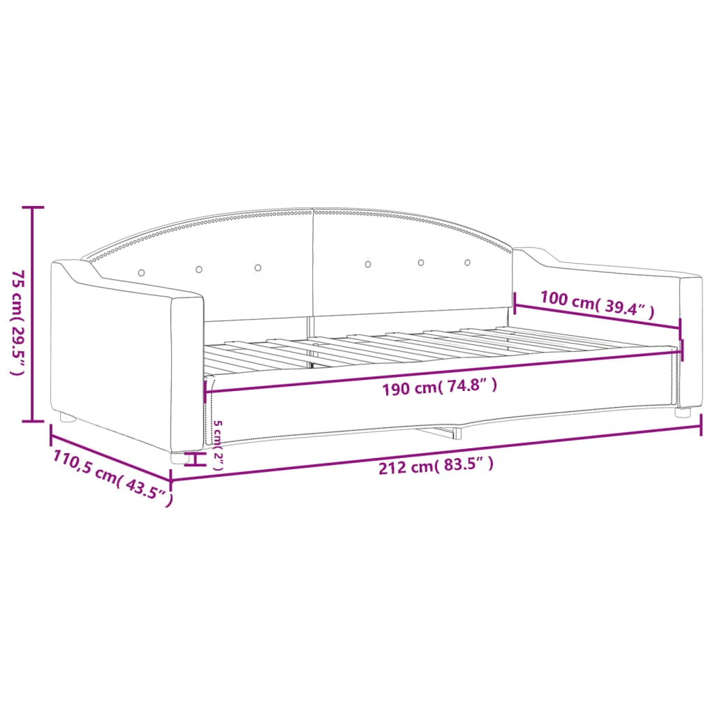 Day Bed without Mattress Light Gray 39.4"x74.8" Fabric