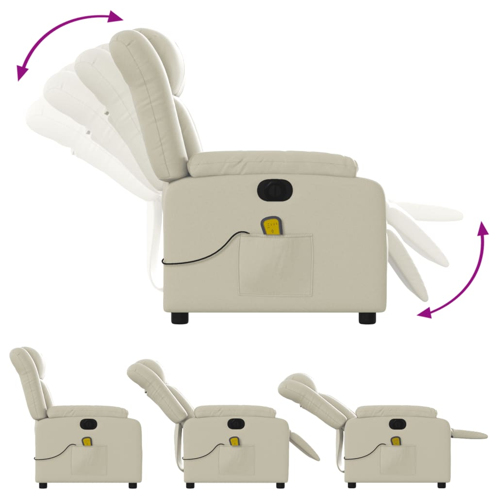 Electric Massage Recliner Chair Cream Faux Leather