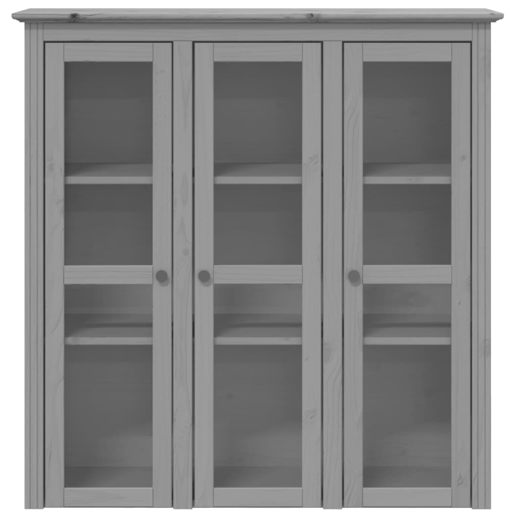 Cabinet with Glass Doors BODO Gray Solid Wood Pine