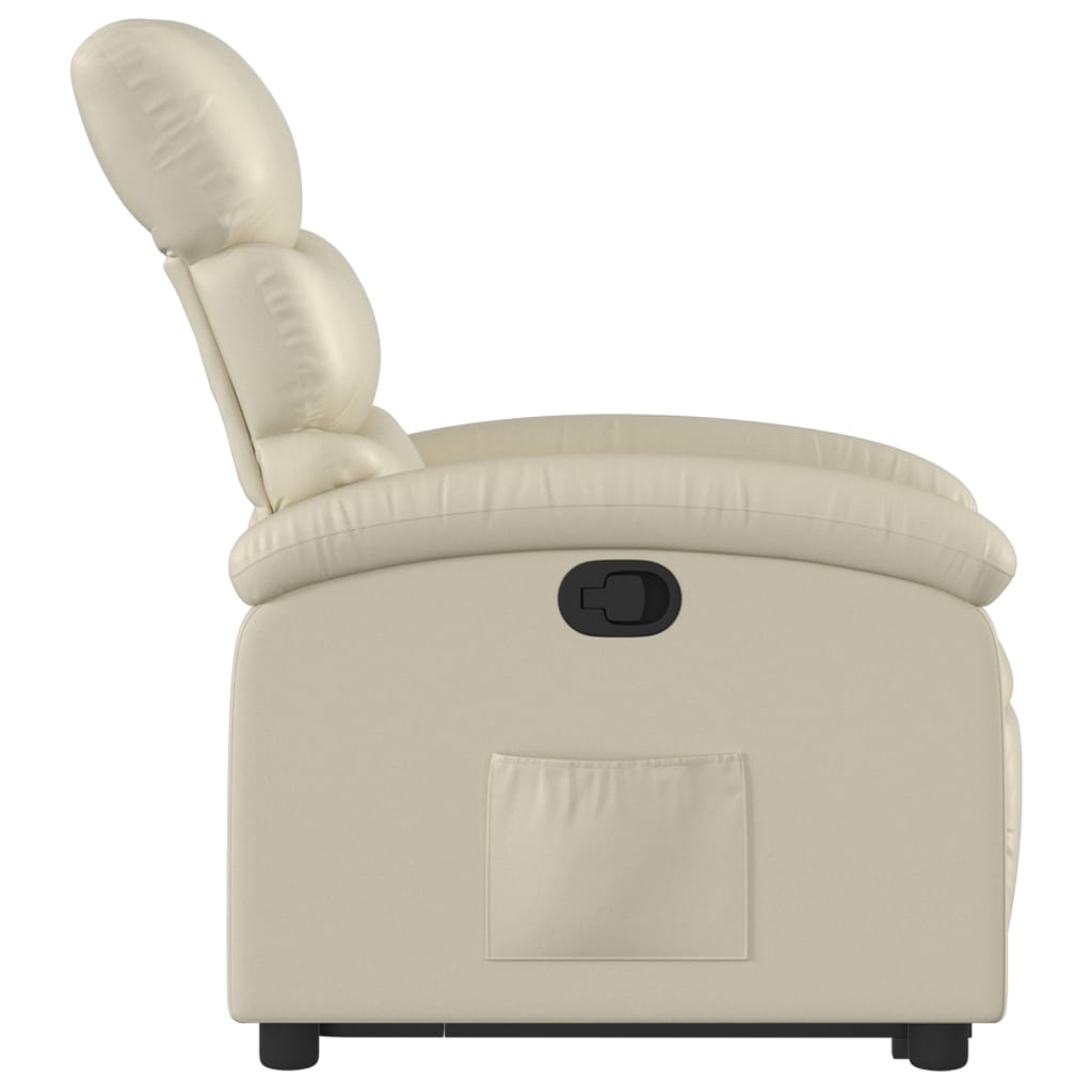 Stand up Recliner Chair Cream Faux Leather