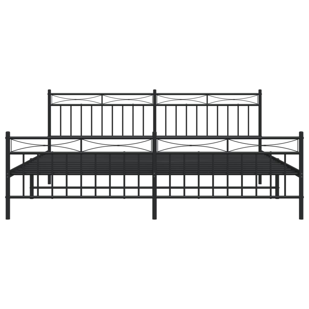 Metal Bed Frame without Mattress with Footboard Black 76"x79.9"