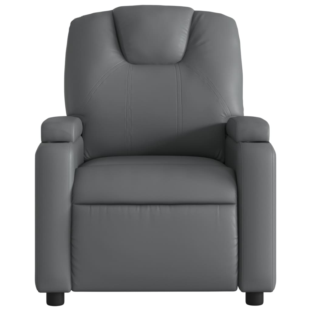 Massage Recliner Chair Gray Faux Leather