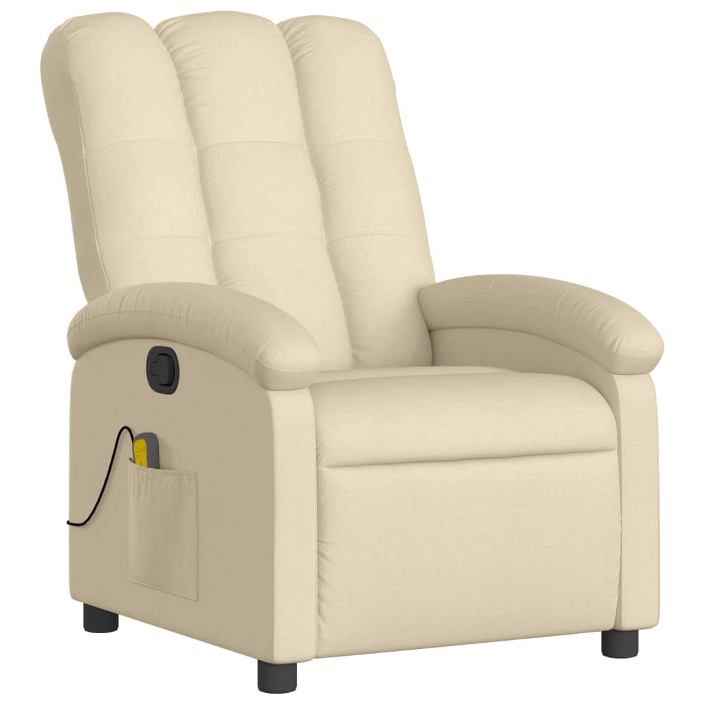 Massage Recliner Chair Cream Fabric