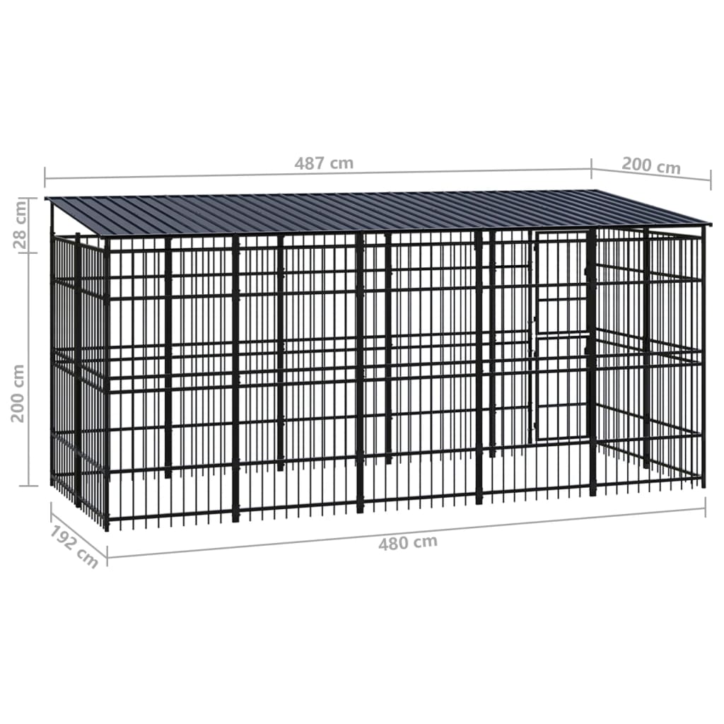 Outdoor Dog Kennel with Roof Steel 99.2 ft��