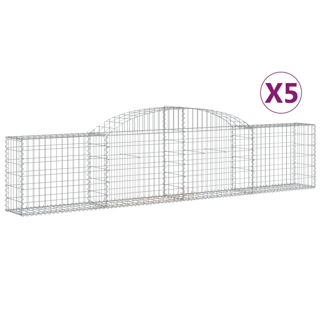 Arched Gabion Baskets 5 pcs 118.1"x11.8"x23.6"/31.5" Galvanized Iron