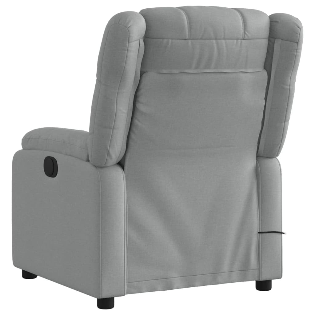 Massage Recliner Chair Light Gray Fabric