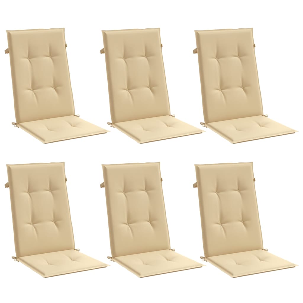 Highback Chair Cushions 6 pcs Melange Beige 47.2"x19.7"x1.6" Fabric