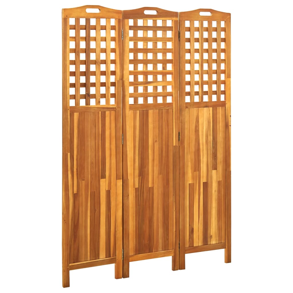 3-Panel Room Divider 47.6"x0.8"x66.9" Solid Acacia Wood