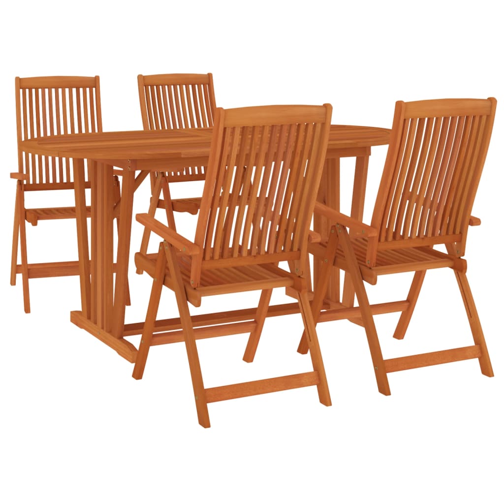 5 Piece Patio Dining Set Solid Wood Eucalyptus