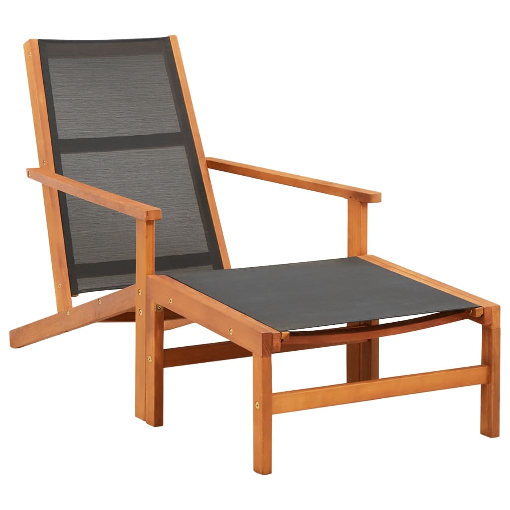 Patio Chair with Footrest Solid Eucalyptus Wood and Textilene