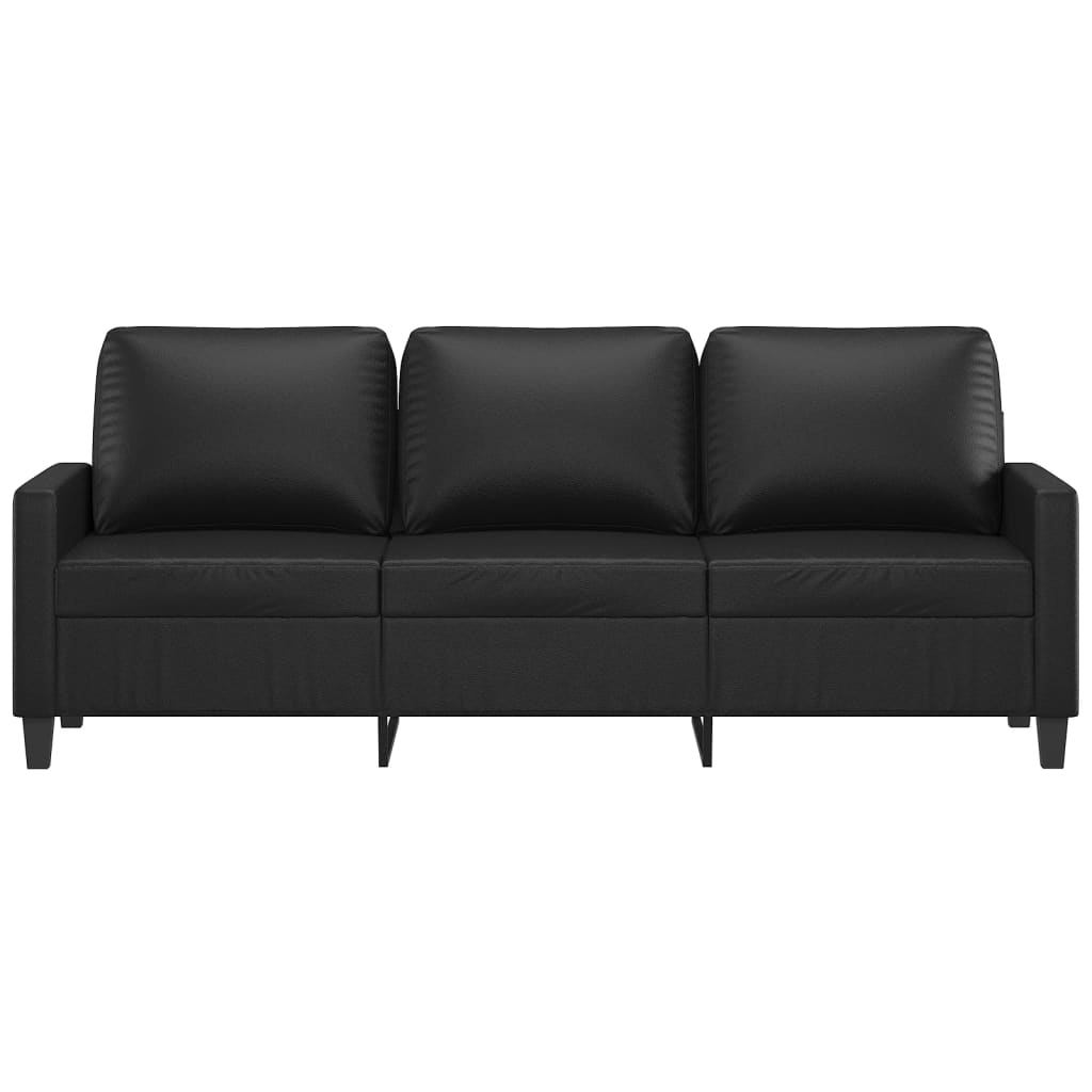 3-Seater Sofa Black 70.9" Faux Leather