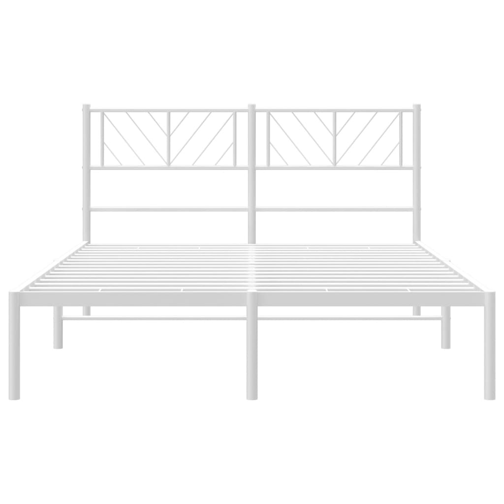 Metal Bed Frame without Mattress with Headboard White 53.1"x74.8"