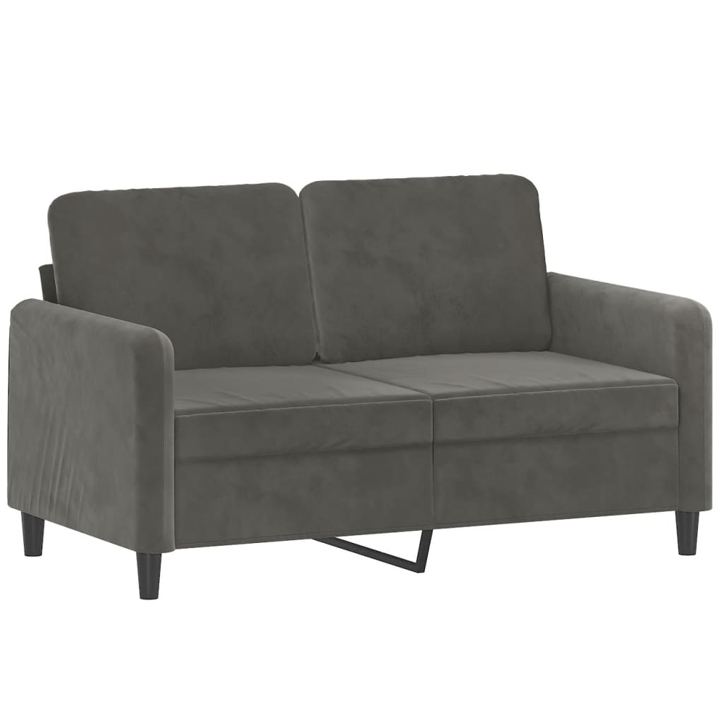 2 Piece Sofa Set with Throw Pillows&Cushions Dark Gray Velvet