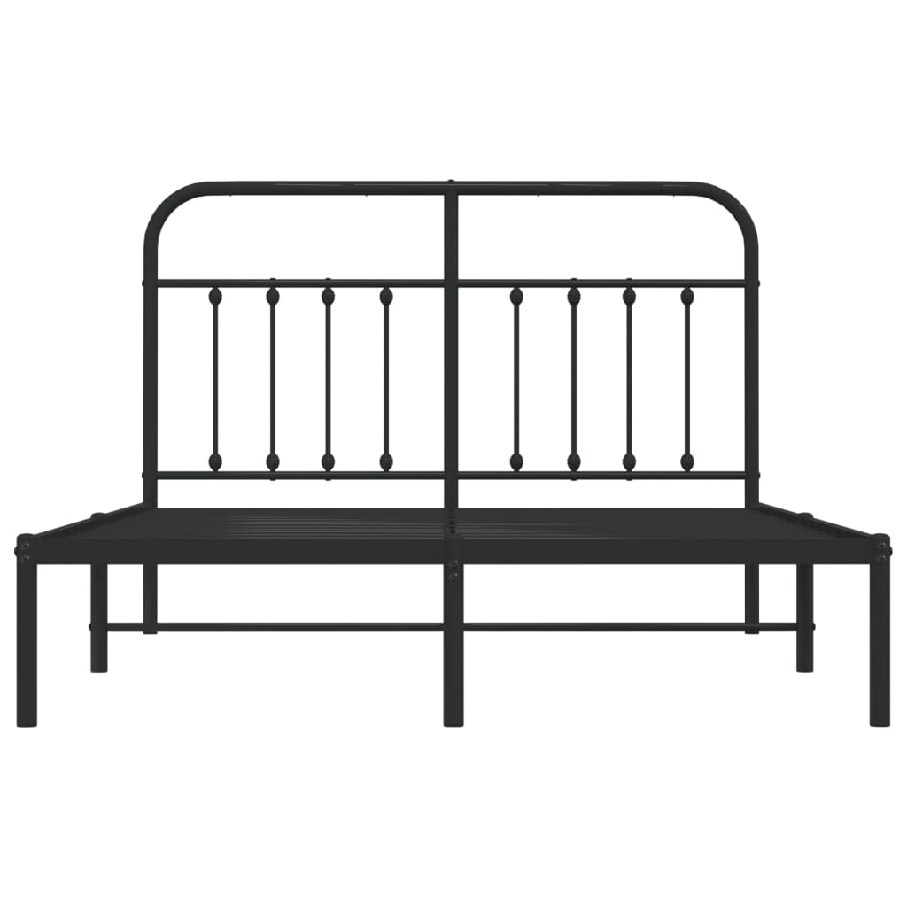 Metal Bed Frame without Mattress with Headboard Black 59.1"x78.7"