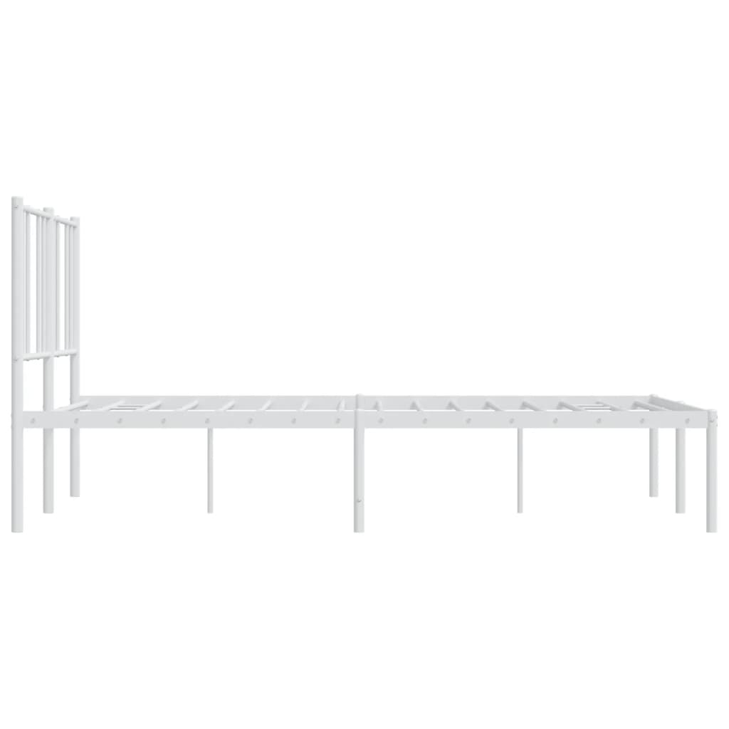 Metal Bed Frame without Mattress with Headboard White 53.1"x74.8"