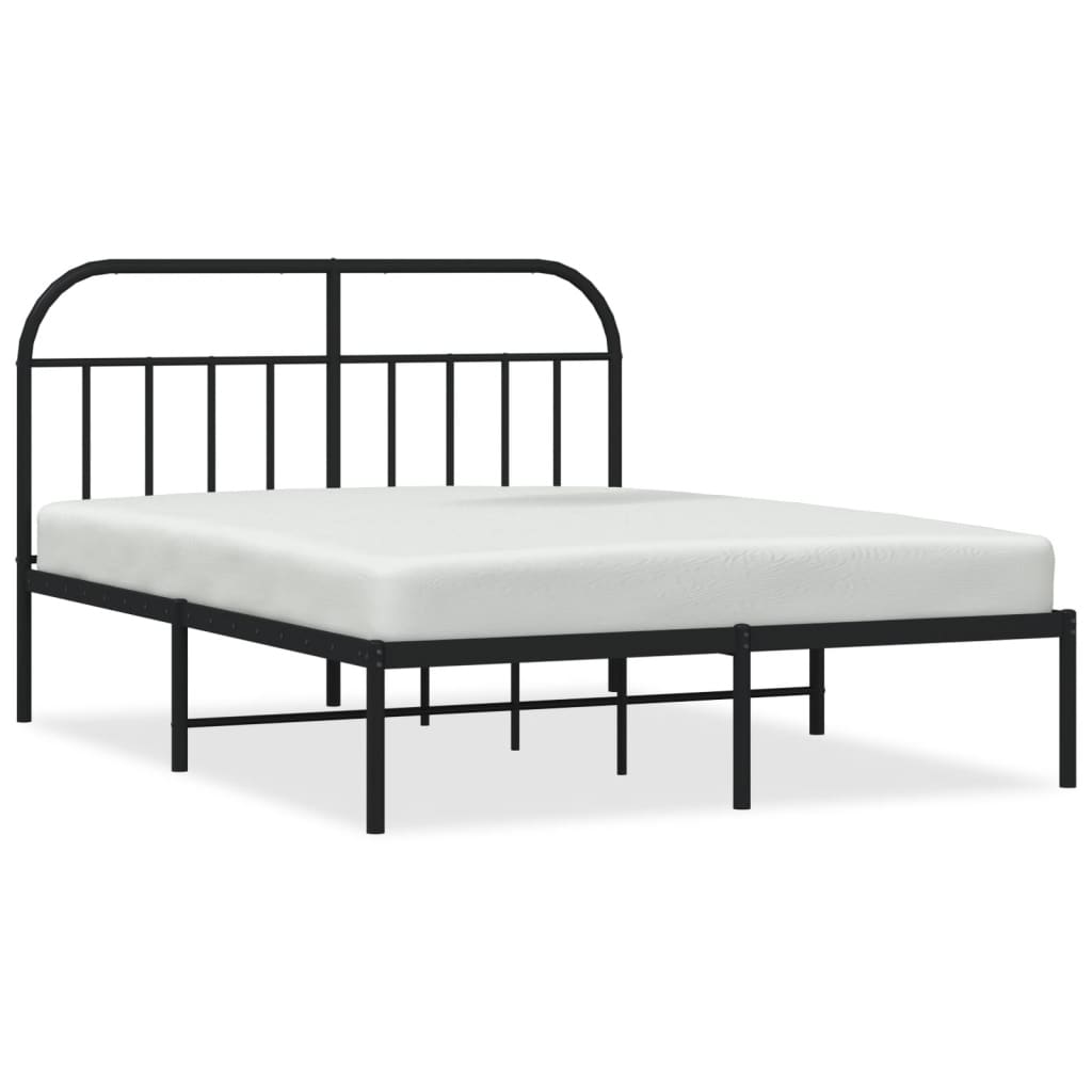 Metal Bed Frame without Mattress with Headboard Black 59.1"x78.7"