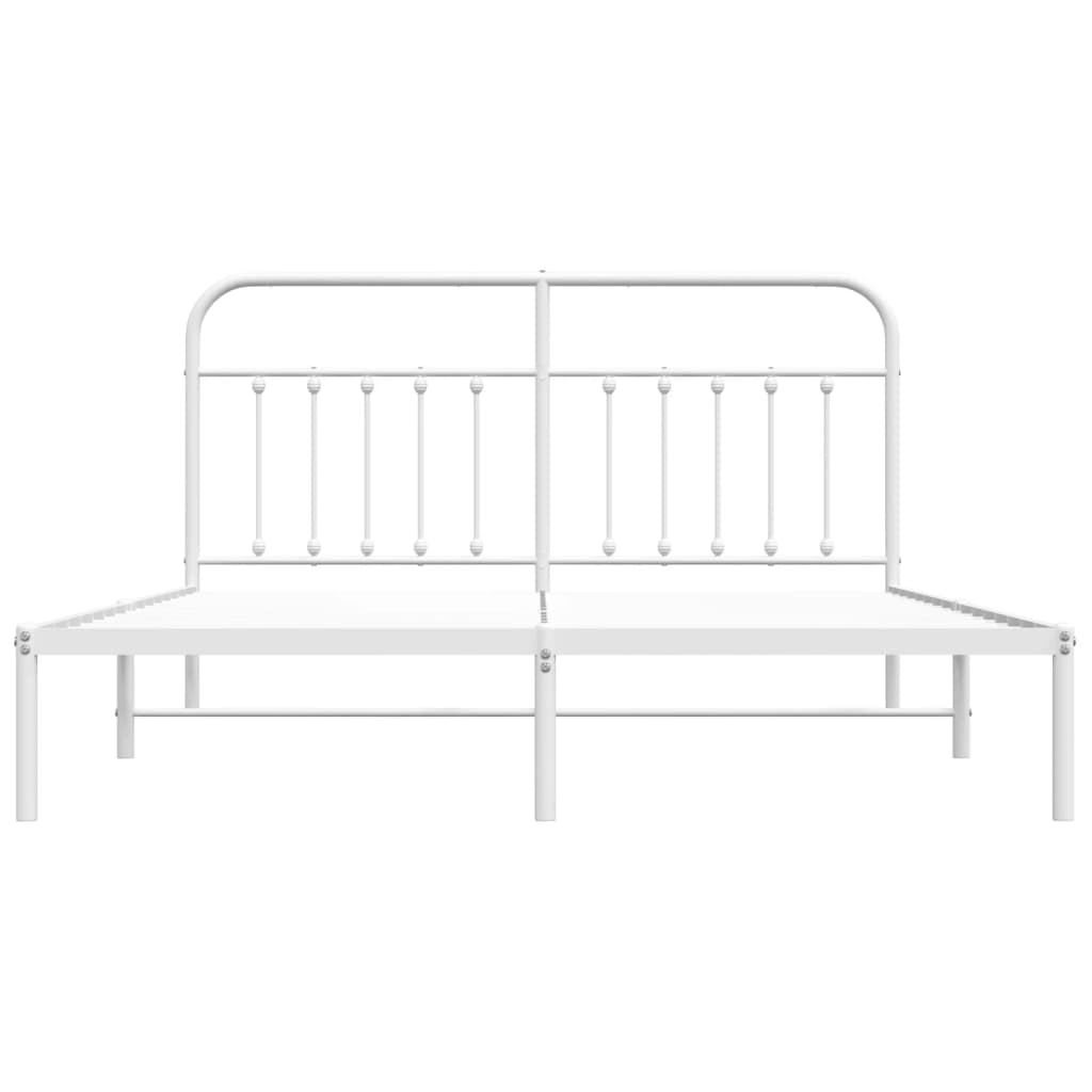 Metal Bed Frame without Mattress with Headboard White 72"x83.9"