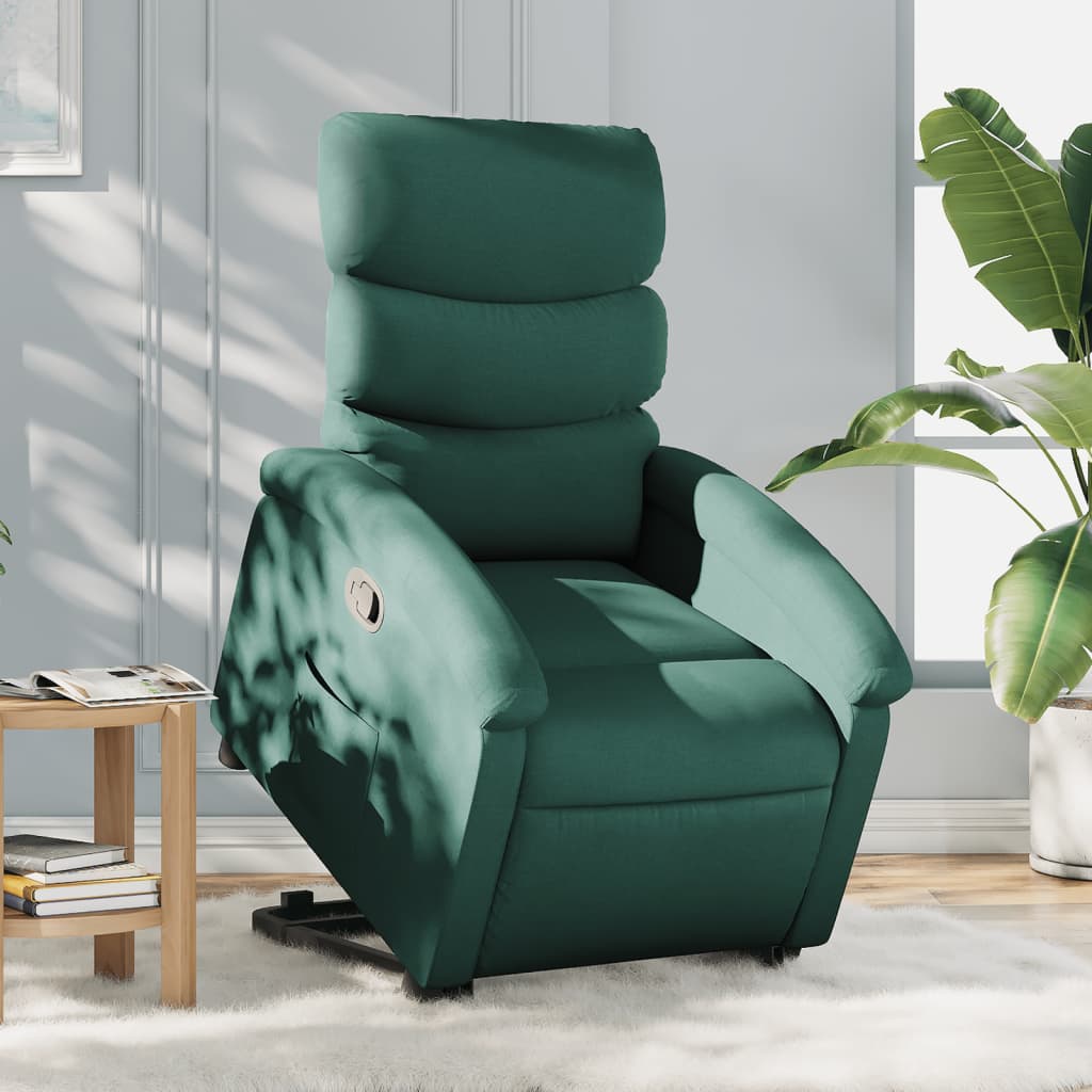 Stand up Recliner Chair Dark Green Fabric