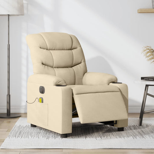 Electric Massage Recliner Chair Cream Fabric