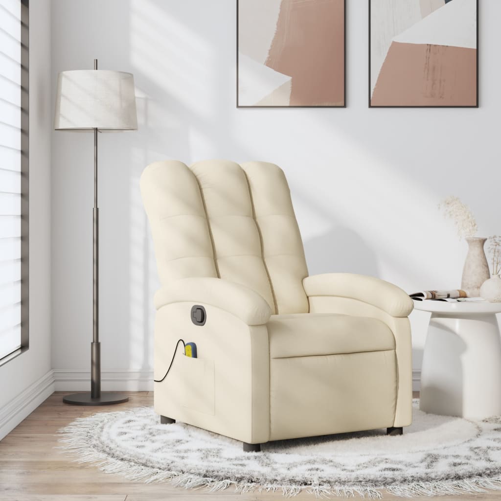 Massage Recliner Chair Light Gray Fabric