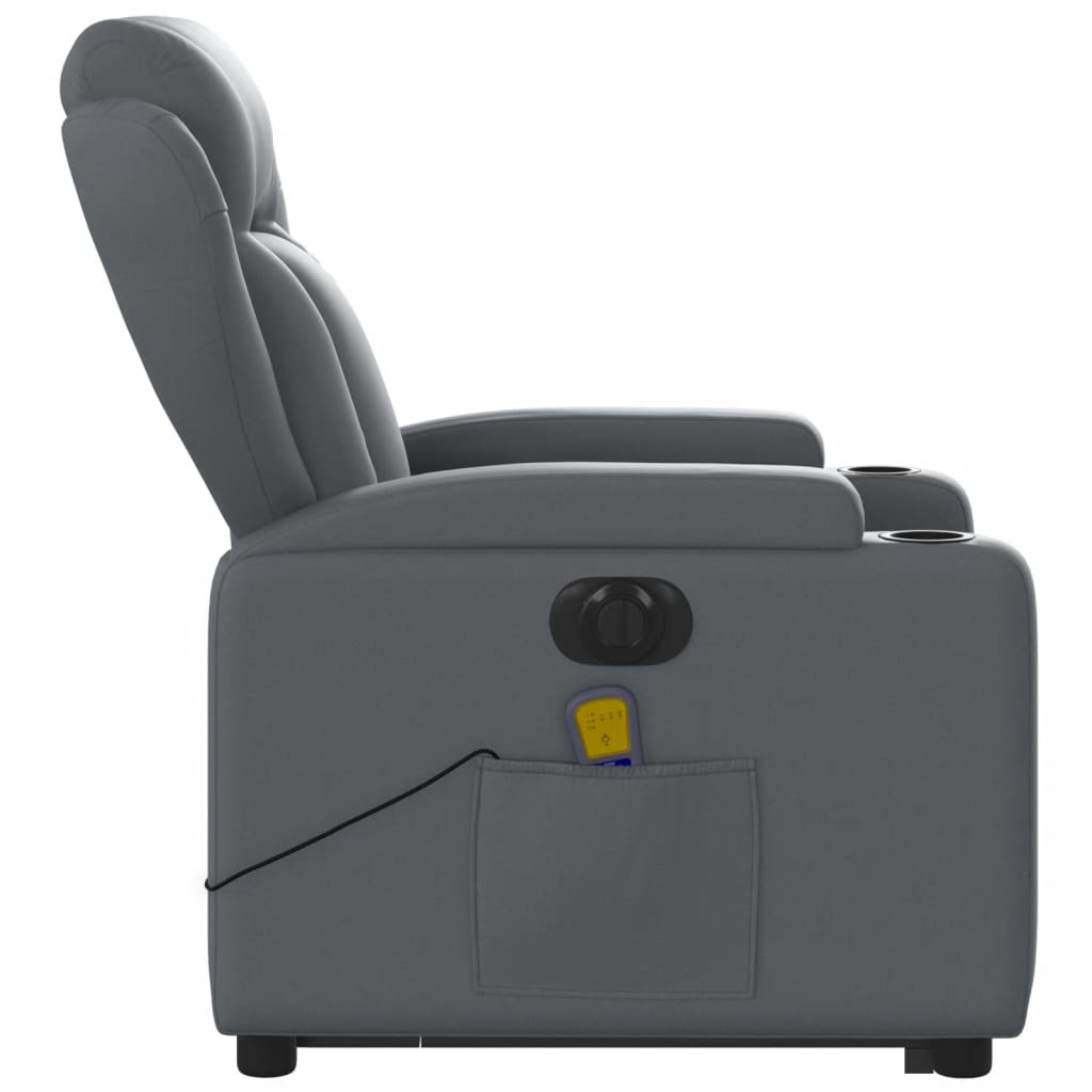 Electric Stand up Massage Recliner Chair Gray Faux Leather