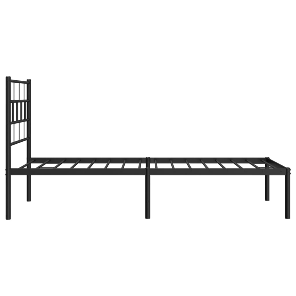 Metal Bed Frame without Mattress with Headboard Black 39.4"x74.8"