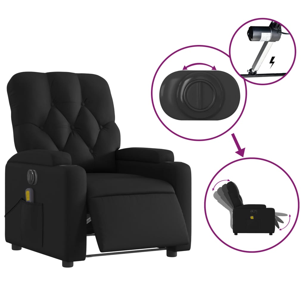 Electric Massage Recliner Chair Black Faux Leather