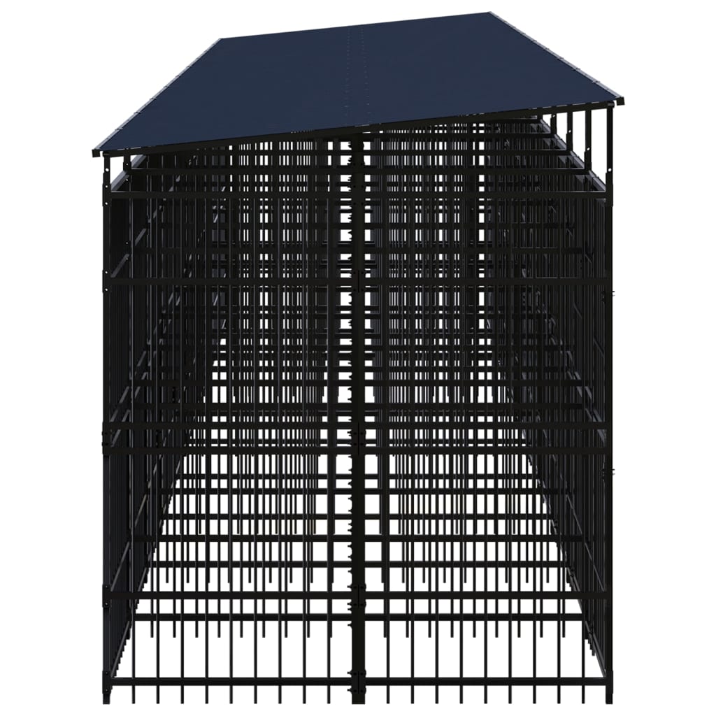 Outdoor Dog Kennel with Roof Steel 198.4 ft��