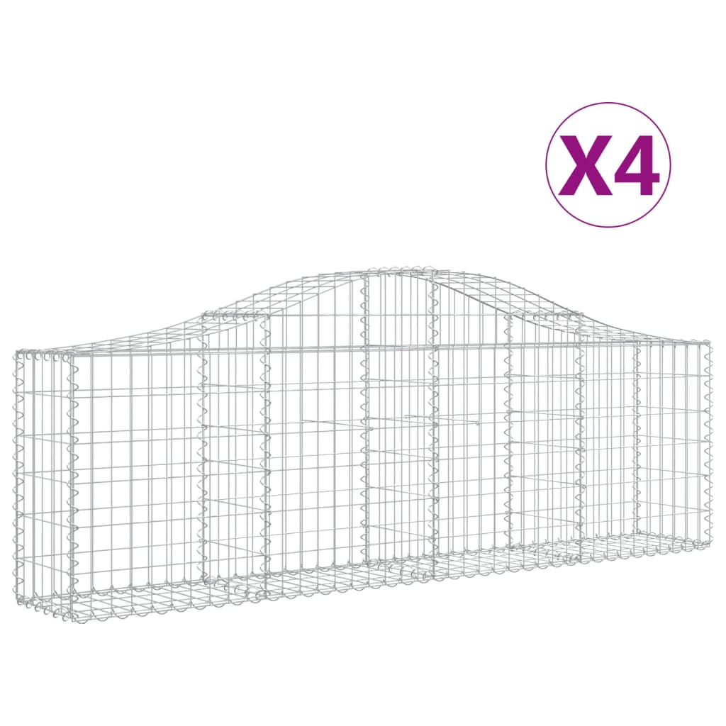 Arched Gabion Baskets 4 pcs 78.7"x11.8"x23.6"/31.5" Galvanized Iron