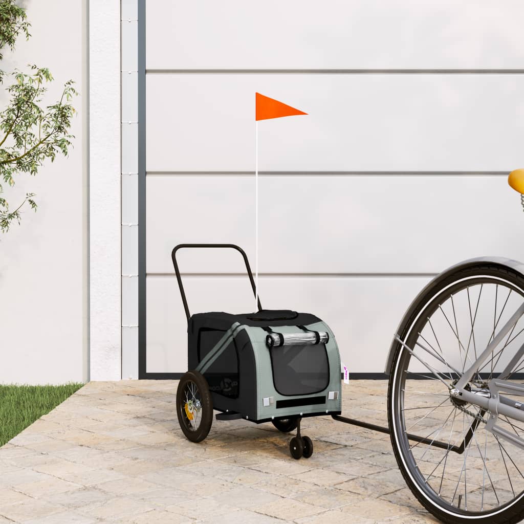 Pet Bike Trailer Orange and Gray Oxford Fabric and Iron