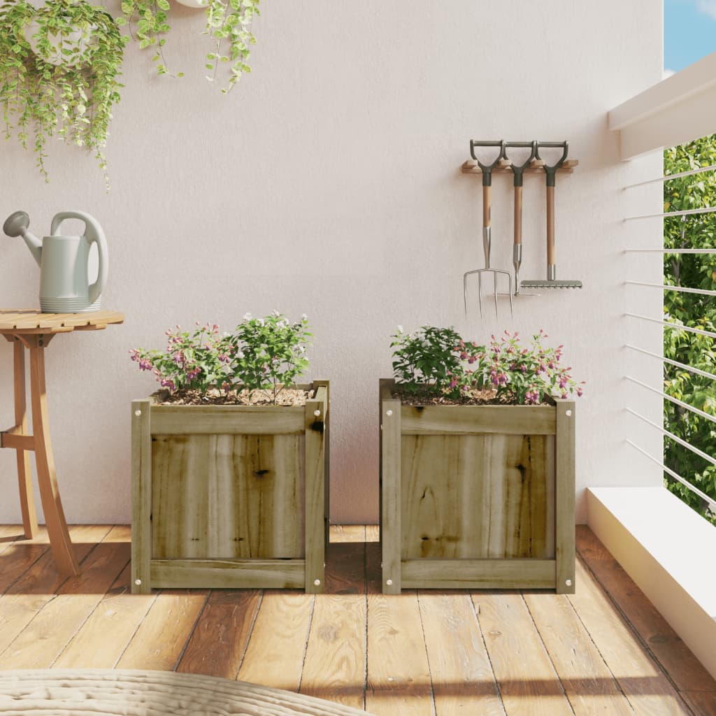 Garden Planters 2 pcs Impregnated Wood Pine