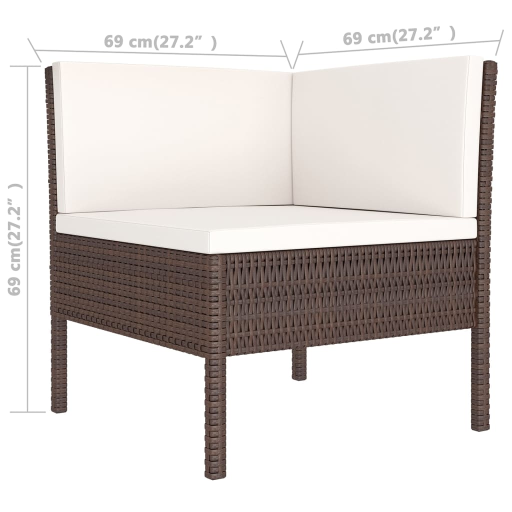 6 Piece Patio Lounge Set with Cushions Poly Rattan Brown